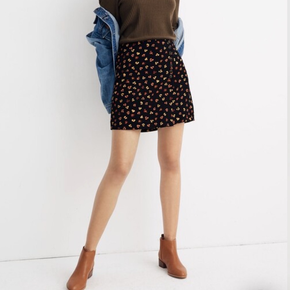 Madewell Side-Button A-Line Mini in Feline Floral